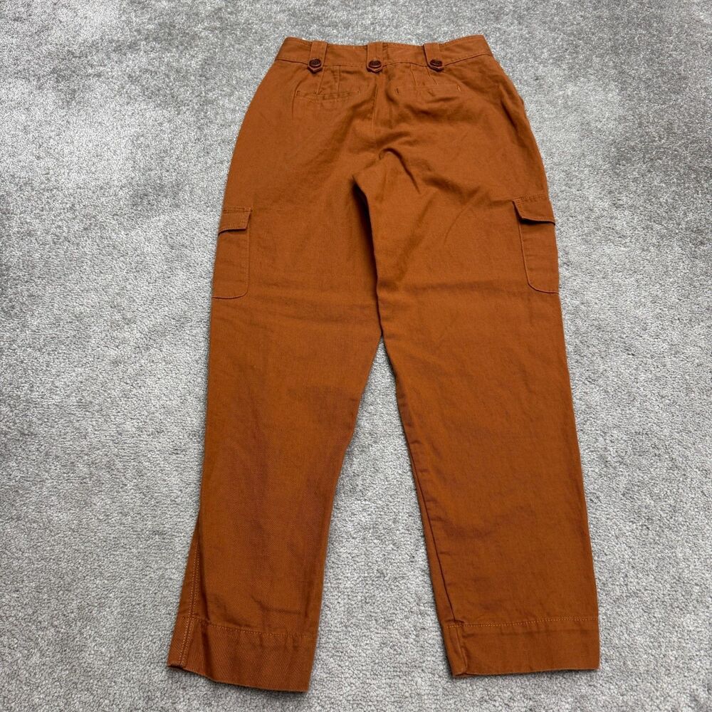 Gap Reissue Linen Cotton Tapered Leg Cargo Pants Trouser Womens 2 Rust Brown